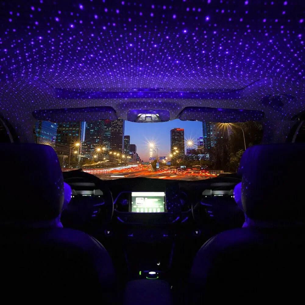 Mini LED Bil Tak Stjärna Nattljus Projektor Atmosfär Galaxy Lampa USB Dekorativ Justerbar för Auto Tak Rum Takdekor