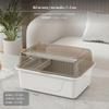 Large Dustproof Dinnerware Storage Box with Lid, Draining Rack, Nordic Plastic Kitchen Organizer