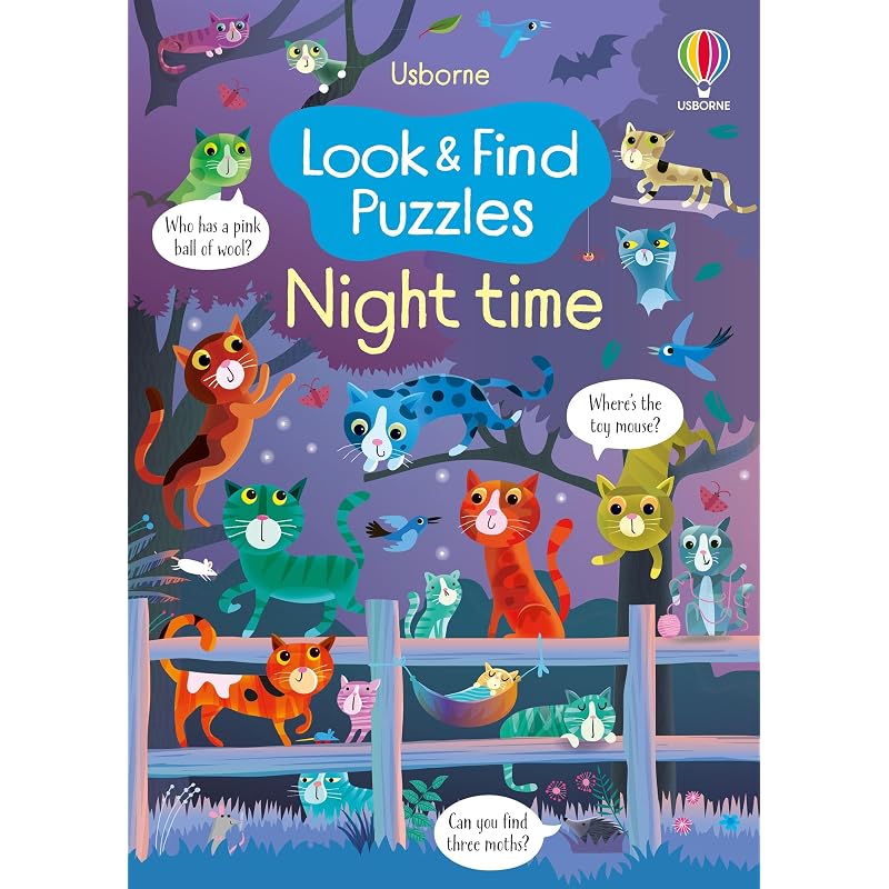 Look And Find Puzzles Night Time Look for a blueeyed bushbaby, a gecko wearing