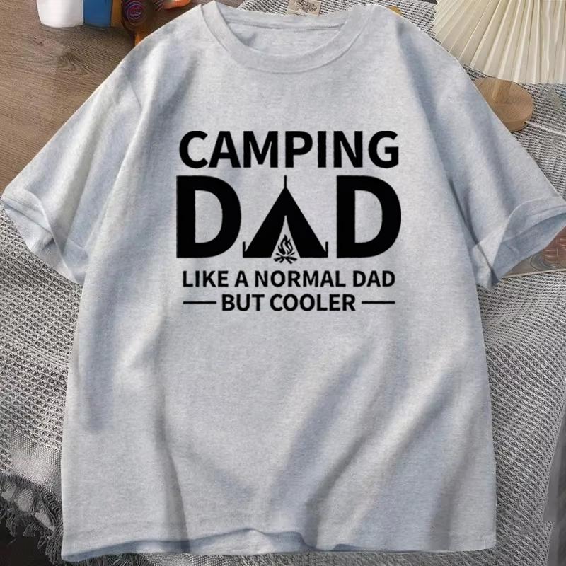 Camping Dad Tshirt Tent Campfire Graphic Casual Short Sleeve Unisex Tee Fathers Day Gift Vintage Design Outdoor Dad Tshirts