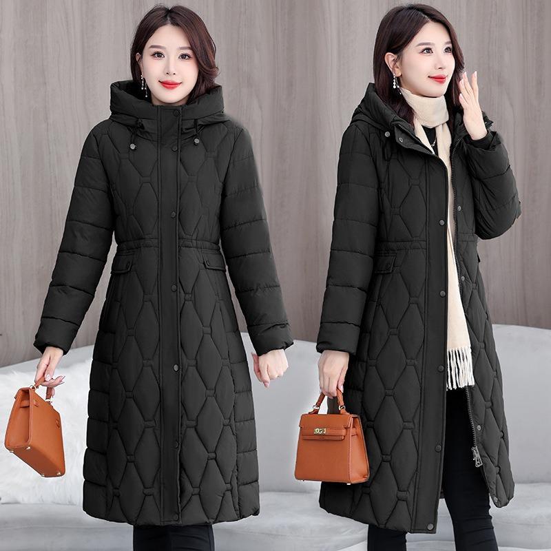 Winter Hooded Women's Cotton-padded Clothes Women's Long Knee-slim Cotton-padded Jackets Thermal Down Cotton-padded Clothes Women's Jackets