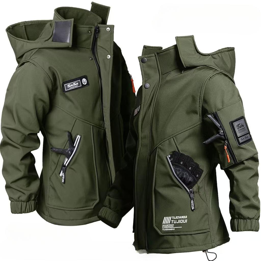 Men's Work Clothes Plush Warm Autumn Winter Clothing Wear-resistant Labor Protection Clothes Dirt Resistant  Set