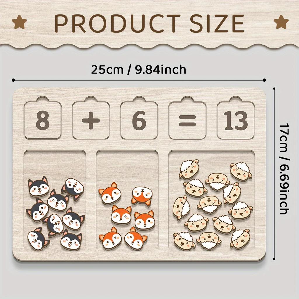 Set Tavă Tablă Matematică Aritmetică din Lemn Blocuri Numerice & Animale de Numărat Joc de Societate Jucărie Educațională Timpurie Grădiniță pentru Copii Mici