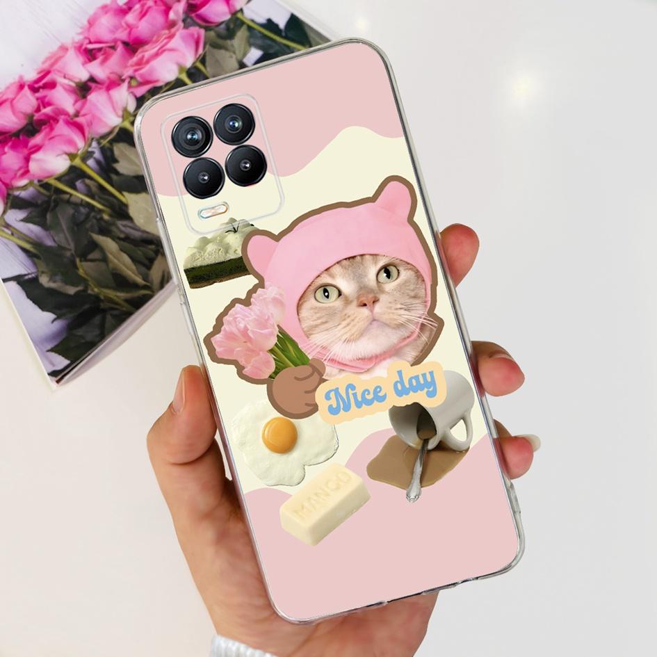 For Realme 8 Pro Case Fashion Flower Love Heart Soft Silicone Clear Cover For Realme 8 5G RMX3241 Funda on Realme8 RMX3085 Coque