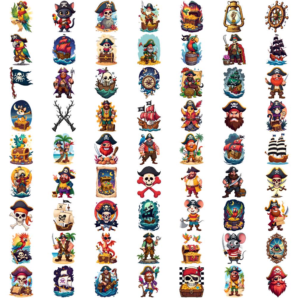 

63 шт. Временные татуировки Пиратские наклейки Мультяшные иллюстрации сокровищ Пиратские татуировки Водонепроницаемые Долговечные наклейки на тело Для
