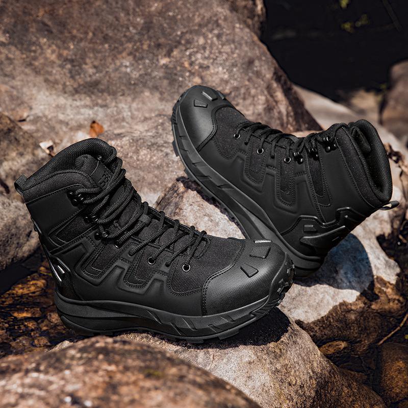 Fashion Comfy Male Desert Ankle Boots Casual Leather Mens Mid-Calf Boots Outdoor Non-Slip Walking Shoes Stylish Motorcycle Boots Botas