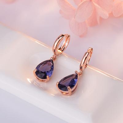 14k Gold Farbe Natürlicher Amethyst Schmuck Tropfen Ohrring Frauen Aros Mujer Oreja Wassertropfen Amethyst Orecchini Granat Ohrring Mädchen