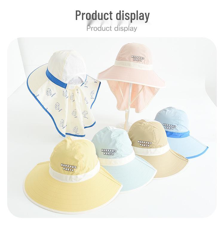 Children's Wide-Brim Sun Hat with Neck Protection - Windproof for Boys & Girls Outdoors