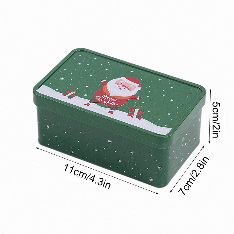 1ks DIY Vánoční plechová krabička Obal na cukroví Čtvercová pocínovaná Dárková dóza Kovová