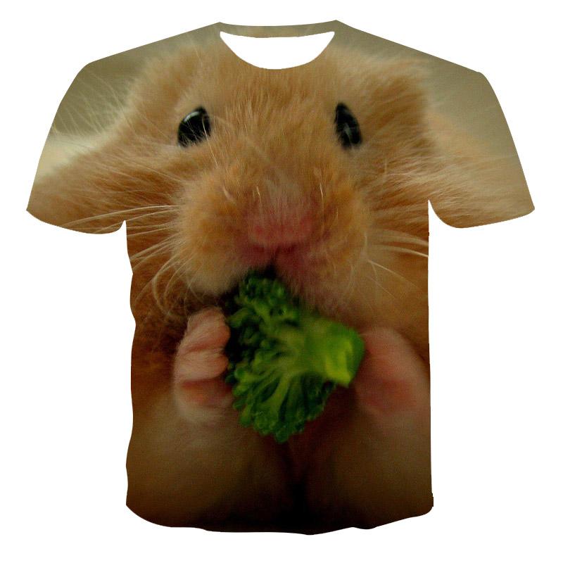 Fashion Funny Hamster Graphic T Shirts Men Summer Casual Cut Animal Pattern Tees 3D Printed Round Neck Quick-drying T-shirt Tops