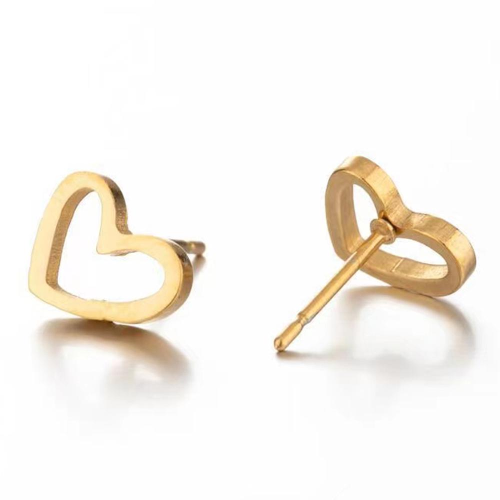 Stainless Steel Earrings Simple Fashion Black Plated Design Heart Hollow Earrings For Women Zircon Party Gifts Recommendation