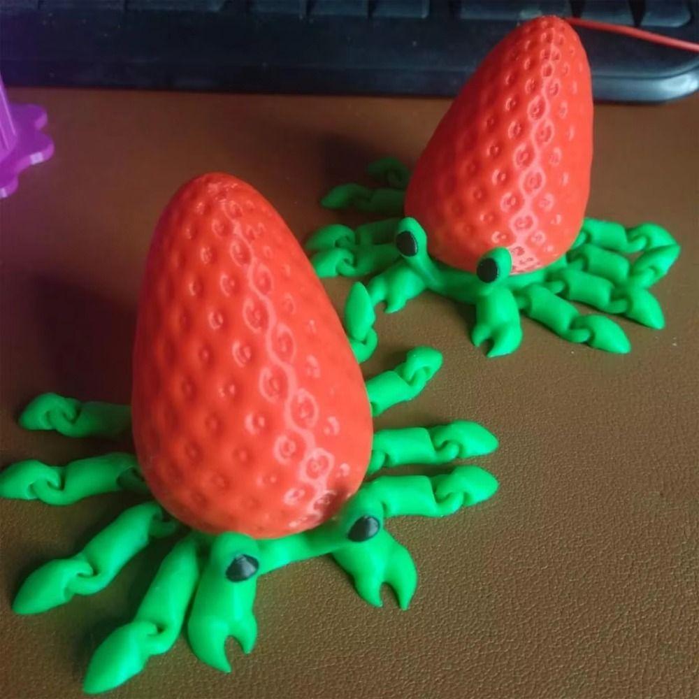 Flexible Pose Mini Strawberry Crab Ornament Articulated 3d Printed Crab Model  Children Toy