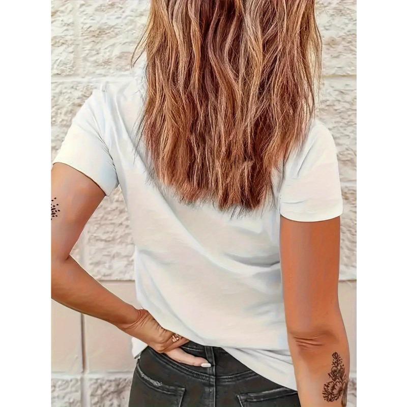 European Size Women'S Short-Sleeve Round-Neck T-Shirt with a Casual Sports Cartoon Print, Suitable for Women'S Athletic Wear.