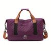 Nylon Travel Duffle Bag with Shoe Compartment Large Capacity Argyle Pattern Casual Weekender Overnight Gym Storage Bag