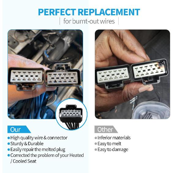 Anina WPT928 Wiring Kit Heated/Cooled Seat Module Connector Wire Assembly For 2003- Ford F150 F250 Explorer Mustang Fusion Lincoln MKS Mercury Milan