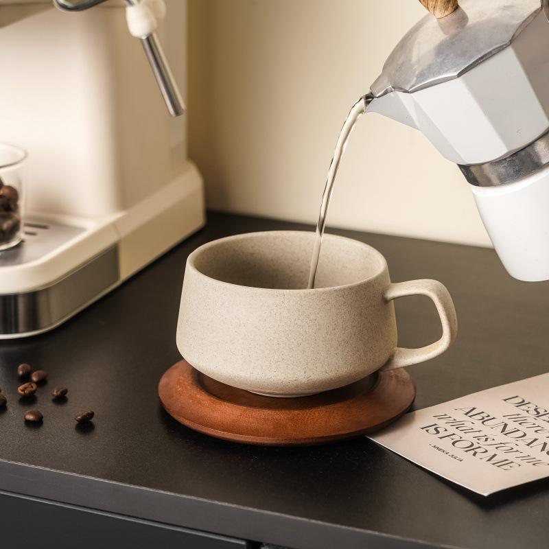 Retro and High End Coarse Earthenware Coffee Cups and Saucers Afternoon Tea Cup Sets for Homestays and Hotels  Latte Cups As Gifts