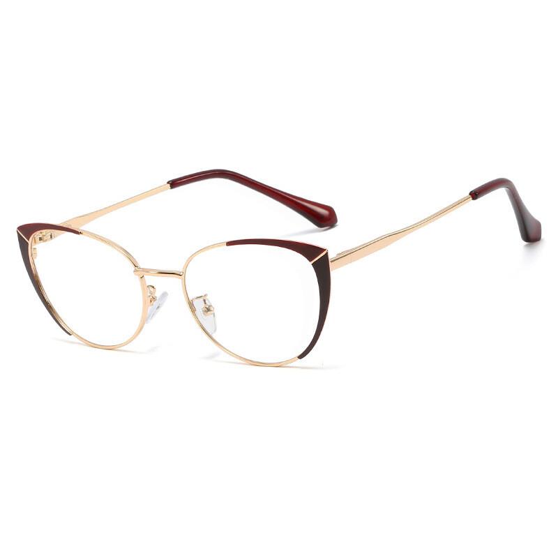 Women's Reading Eyewear Blue Light Metal Blocking Color Presbyopic Chic Fashionable Double Spectacle Alloy Presbyopic Trendy Hyperopia Glasses