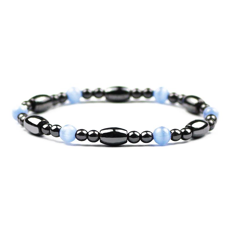 Weight Loss No Magnetic Therapy Bracelet For Men Women Geometric Black Hematite Stone Beads Stretch Health Care Bracelet Jewelry 19cm