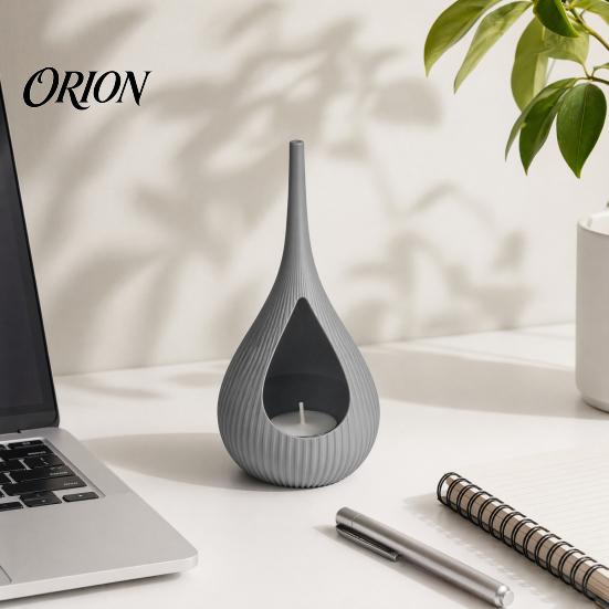 Small Space Candle Holder Compact Size Candlestick, Vertical Grain Texture Holder, Water Drop Shape Modern Decorative Candlestick 3D Printed