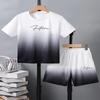 Sets for Children Boys' 3D Letter Graffiti Printed Short-Sleeved Shorts Two-Piece Suit Casual Sports Style Sets Girl Clothing