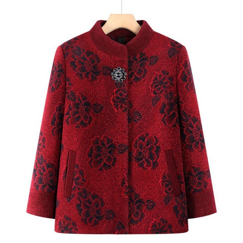 

Coat winter clothes autumn and winter clothes woolen plush festive old lady top women 1XL [recommended 80-50kg]