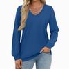 Women's Fashion Casual Long Sleeve Solid Color Shirt Women's V-Neck Tops