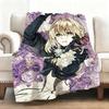 Anime V-Violet Evergarden Throw Soft Flannel Blanket Warm Knee Skin-Friendly Throw for Sofa Office Bed Traveling Winter Oversize
