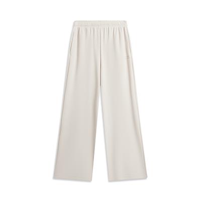 Serie Estilo de Vida Deportivo Li Ning Color Sólido Suave Simple Versátil Holgado Casual Pantalones Ropa de mujer AKLW258-5