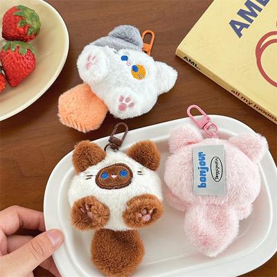 Cute Plush Long Tailed Cat Kitten Doll Pendant Keychain For Women Girls Backpack Car Keyring Bag Decorations Accessories Gift