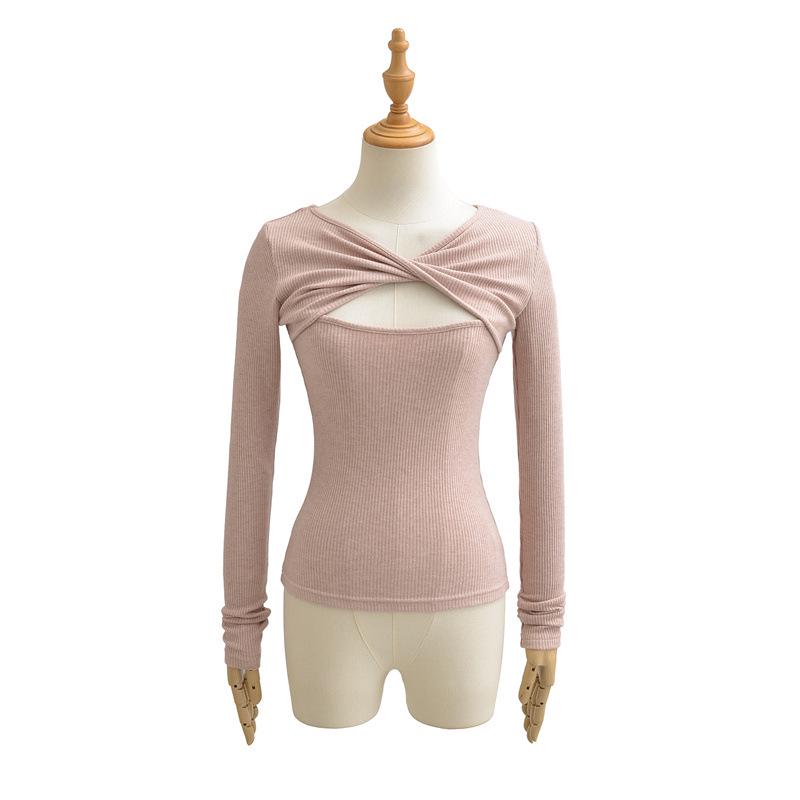 Pure Desire Slimming Hollow Long Sleeve Women's Chic Top