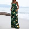 Women's Christmas Print Solid Wide Leg Strapless Tank Pocket Casual Onesie