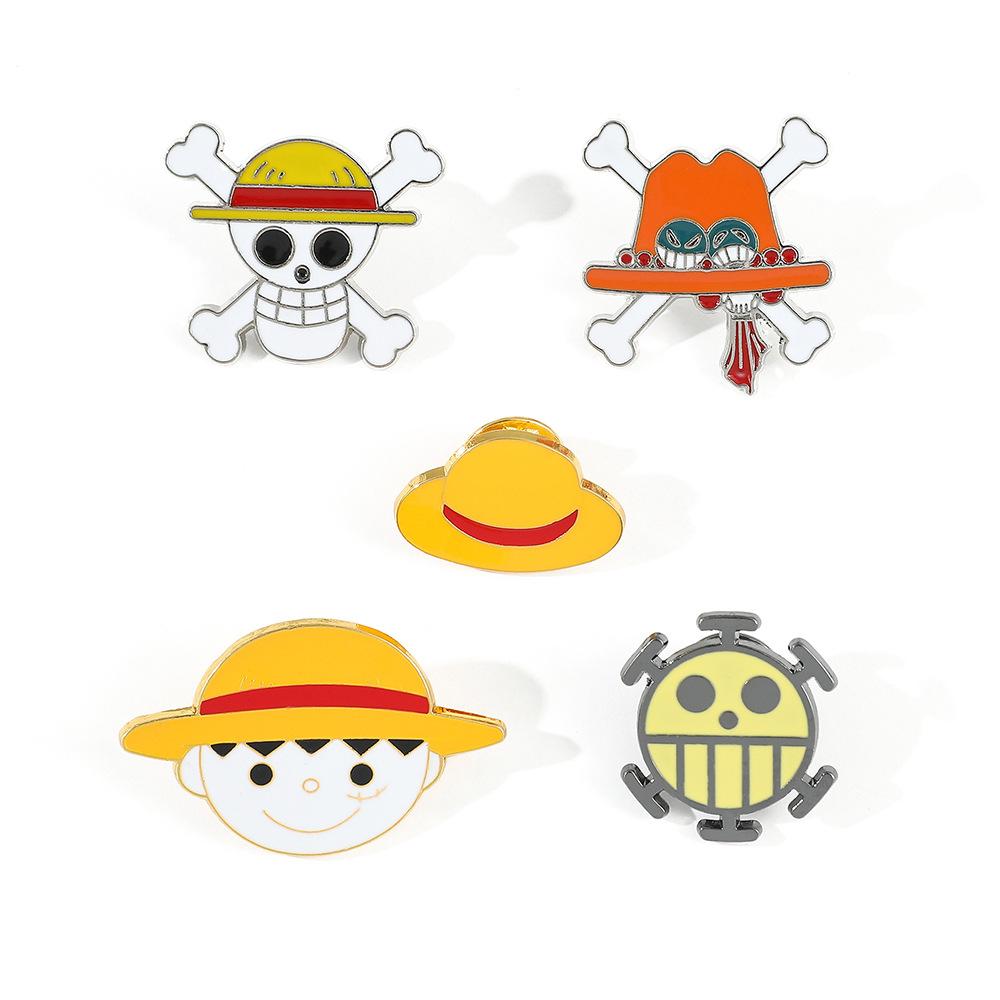 2-12pcs One Piece Metal Enamel Pins Anime Cartoon Brooches Luffy Zoro Sanji Chopper Badges For Clothing Bag Hat Accessory Gifts Kid Friendly