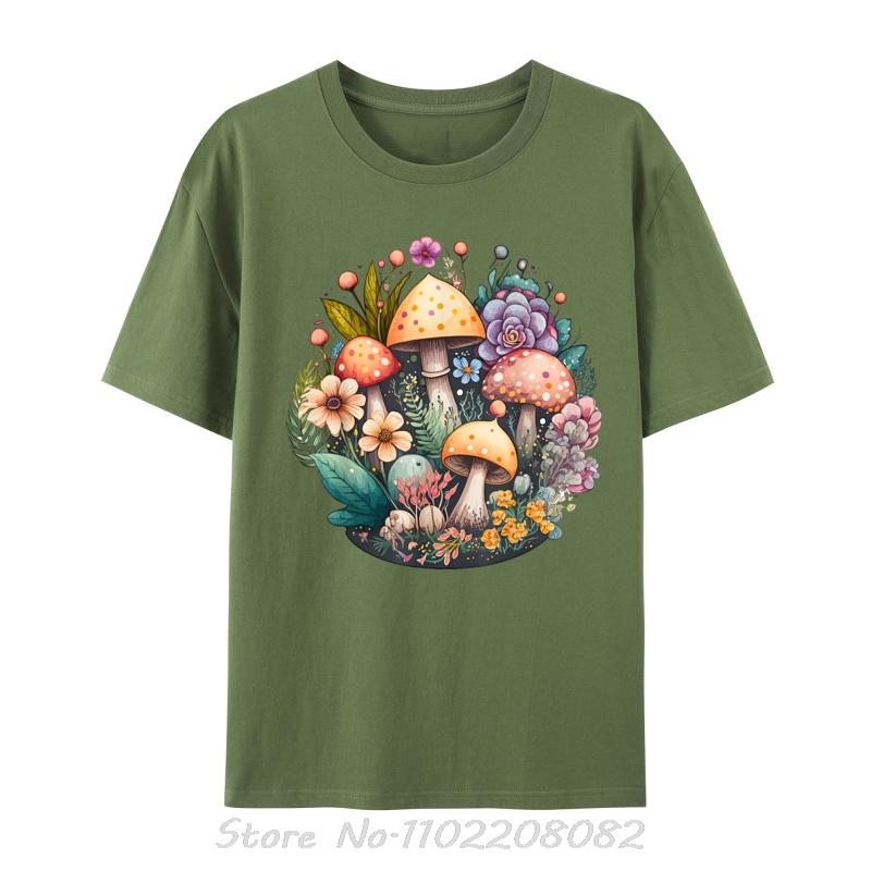 Cute Cottagecore Floral Mushroom Aesthetic TShirt Unisex Fashion Hip Hop Streetwear Oversized Tshirt Casual Cotton T Shirt tees