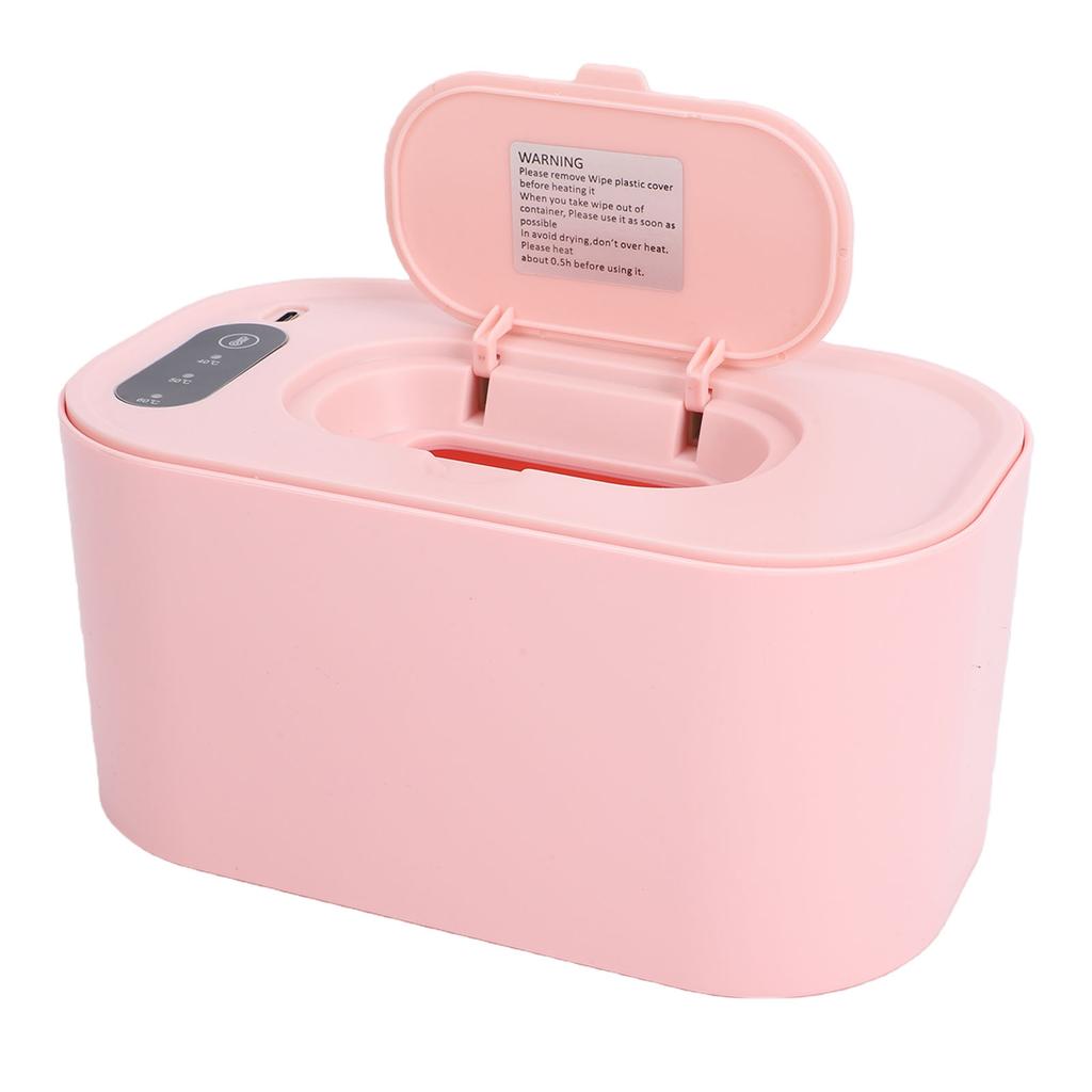 Baby Wet Wipes Warmer Dispenser Top Heating Wipe Warmer Holder Holds 80 Wipes with 3 Indicator Lights Pink