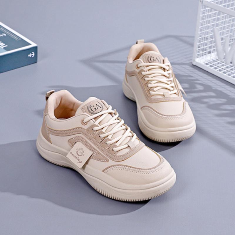 Genuine Leather White Shoes for Women Spring and Summer Sports Shoes Thick-soled Versatile Running Casual Shoes