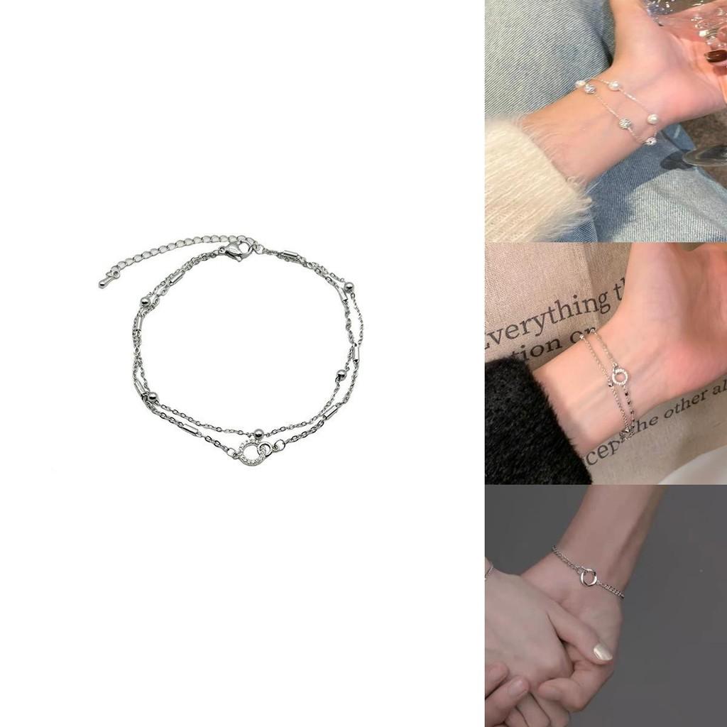 Chic Adjustable Double-layer Geometric Bracelet For Women 2023 Light Luxury