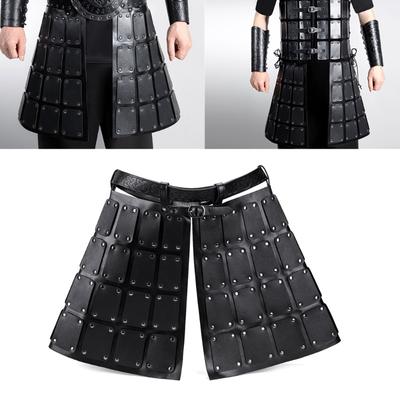 Medieval Leather Thigh Armour,Double Sides Waist Armour Mercenary Knights Armour Skirt LARP Halloween Cosplay Costume