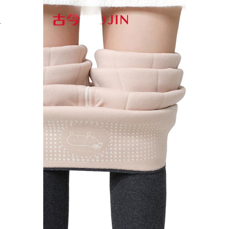 GUJIN Women's Wool Cotton Thermal Pants, Quilted Fleece Lined Thickened High Waist Slimming Leggings, Autumn Winter Warm Cotton Trousers