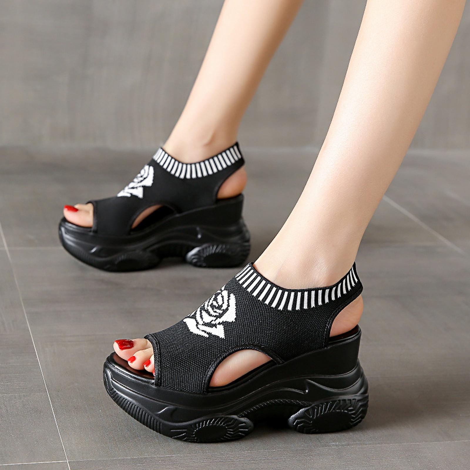 Summer New Plus Size Peep Toe Casual Sandals Women 38 чёрный