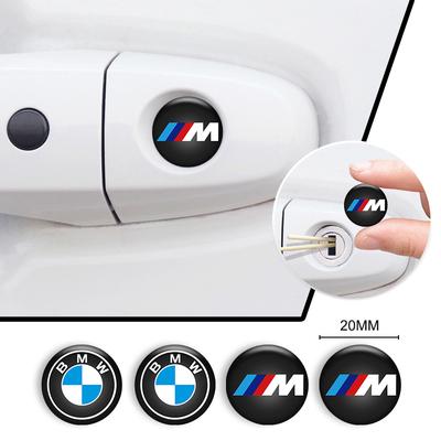 4pcs Car 20mm Door Keyhole Lock Protection Sticker Decor Decals For M Emblem E46 E36 E34 F10 E90 F30 E60 F30 E53 E30 E92 E87