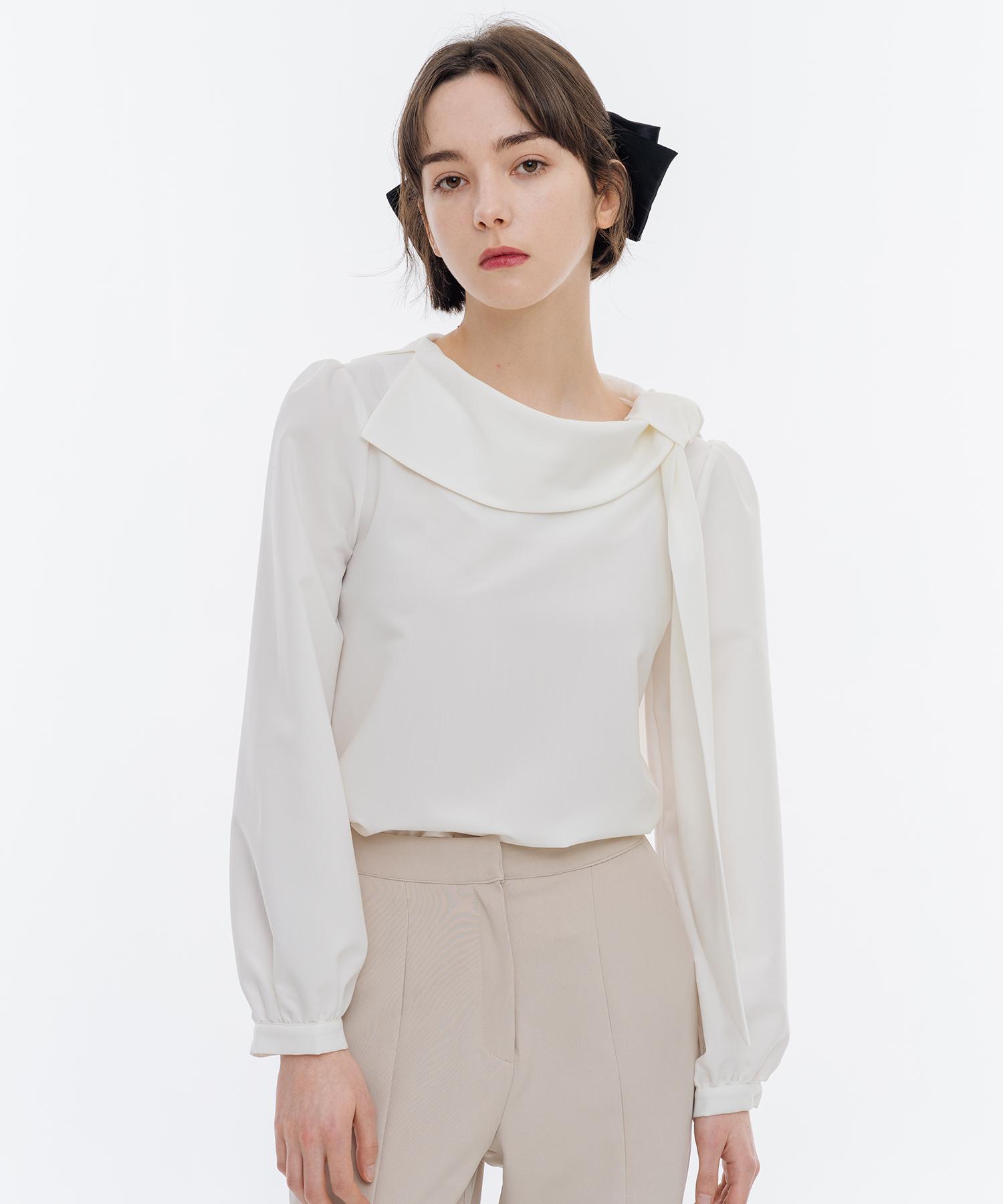 Ish Two-Way Ribbon Blouse (White) White/M