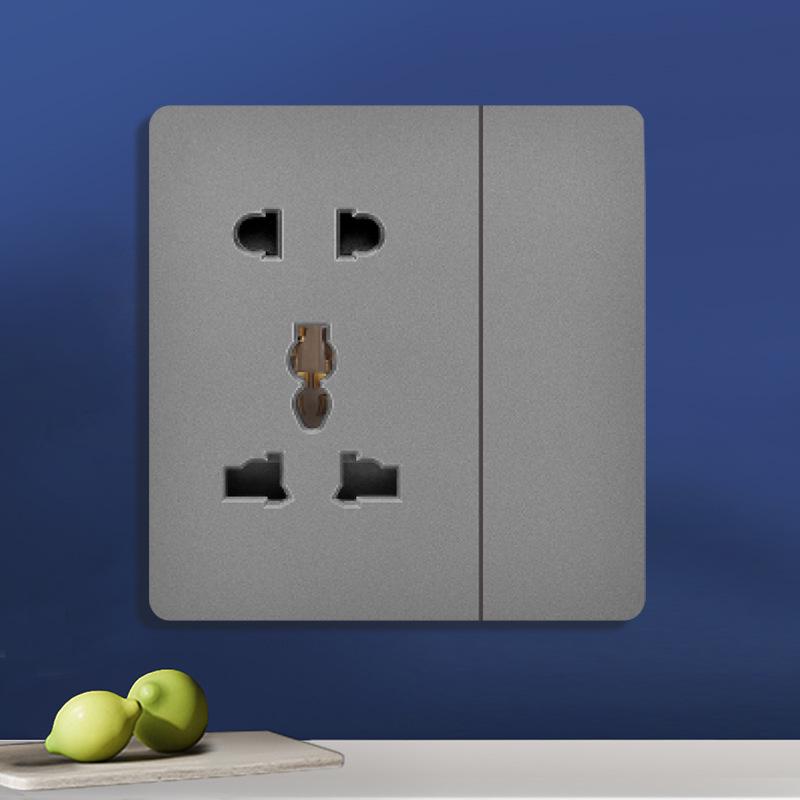 Priză UK 13A pentru perete gri cu încărcător Type-C și USB