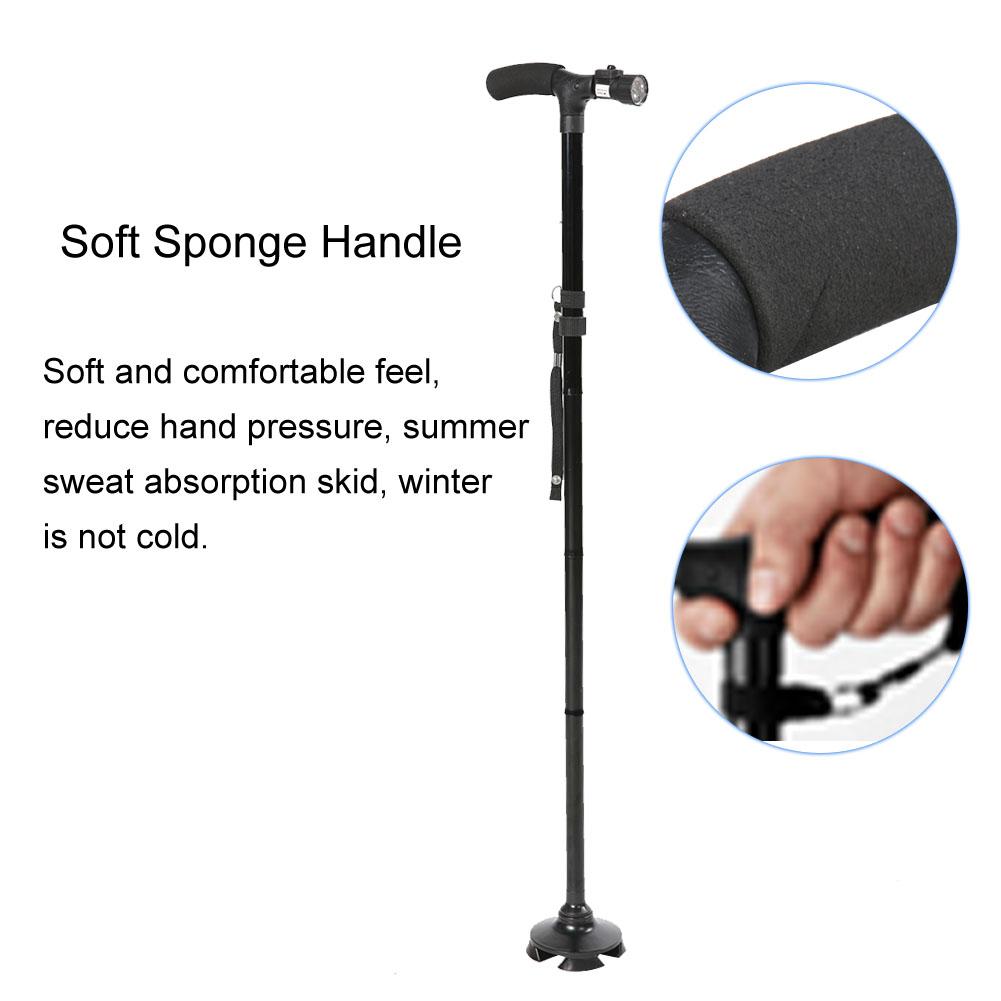 Foldable LED Safety Walking Stick Height Adjustable Magic Cane for Old Man
