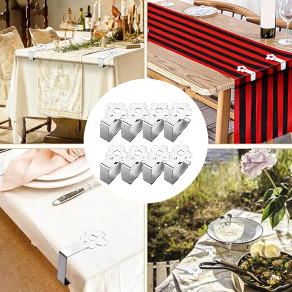 8pcs Stainless Flower Tablecloth Clip Wedding Picnic Table Cover Clip Anti-Slip Tablecloth Clips Heavy Duty Tablecloth Clips