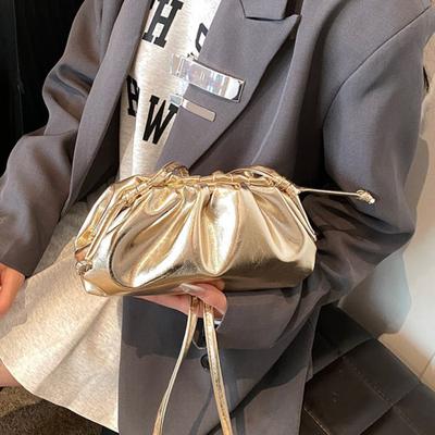 Women Clutch Purses Faux Leather Evening Bag Crossbody Purse Ruched Cloud Handbag Waterproof Shoulder Bag for Wedding Date Party