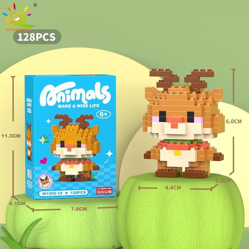 HUIQIBAO Mini Drăguț Anima Micro Blocuri de Construcție 3D Model Diamant LION Cărămizi DIY Jucării de Construcție Oraș pentru Copii Cadou