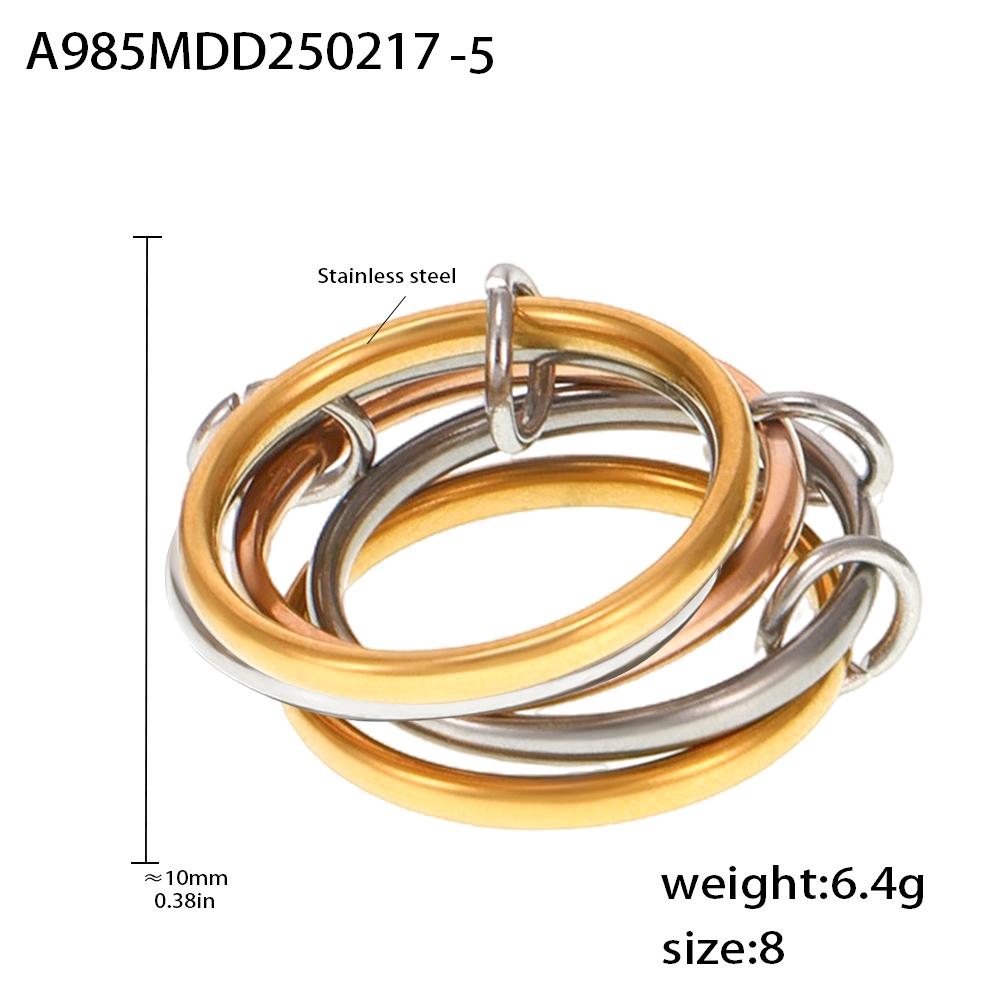 Multi Color Links Stacked Stainless Steel Rings For Women 18k Gold Plated No Fading Rock Hip-hop Style Women's Ring Female Rings