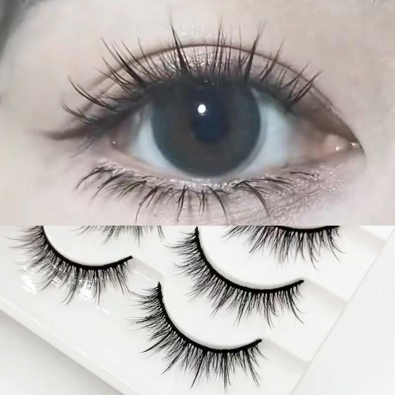 Kamyodor 3D-10 Hard Stem False Eyelashes: Natural Curl, Little Devil Full Strip for Manga COS Makeup 11 mm