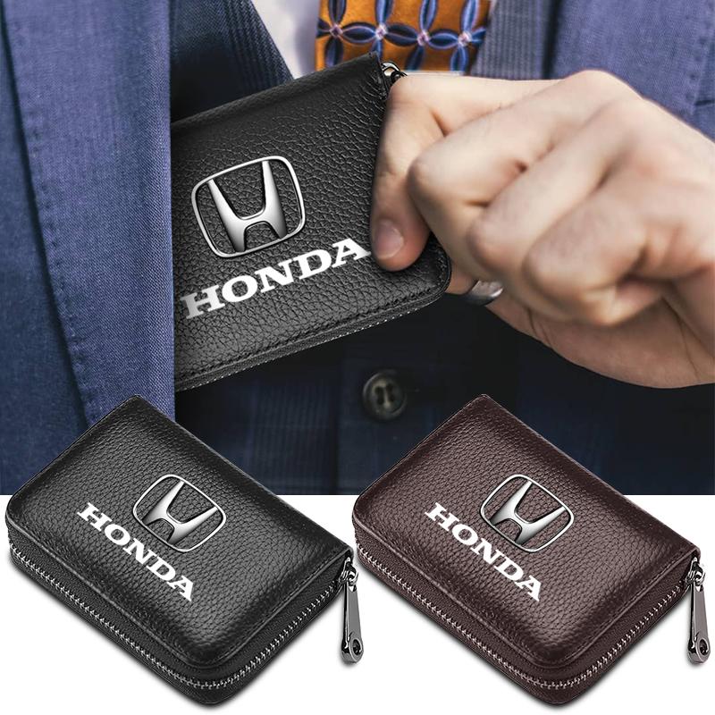 Genuine Leather Car Driver's License, ID Card, Bank Card Wallet for Honda Jazz Insight Civic Xrv Hrv Crv Brv City Accord Fit Pilot Odyssey