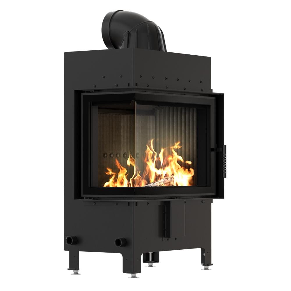 Steel Fireplace KRATKI LUCY Left 12 kW Ø 200 Black Thermotec Lining
